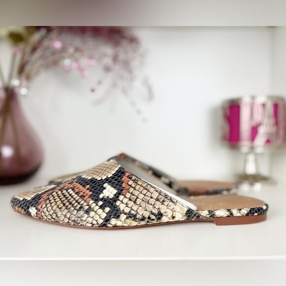 Madewell Remi Mule Snakeskin Embossed Leather Mules Size 8.5‎ - Picture 2 of 11